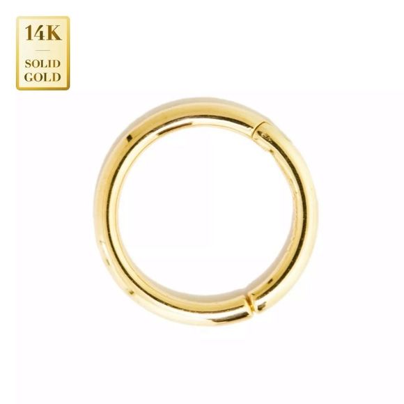 14K Solid Gold Nose Ring Hoop Body Piercing 16g - Picture 1 of 6